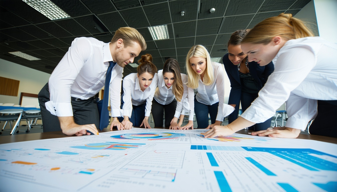 Professional team collaborating at Test