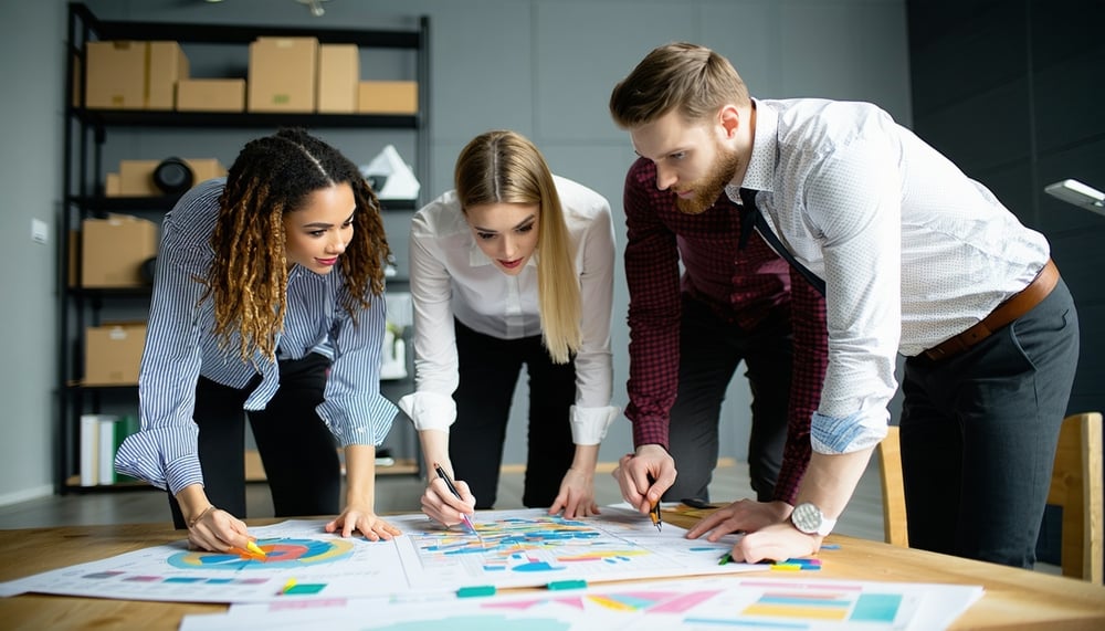 Professional team collaborating on a project Professional team collaborating on a project